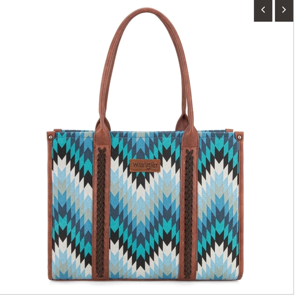 Wrangler Vibrant Blue and Tan Tote Bag - Picture 5 of 5